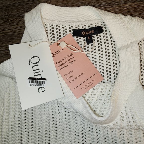 Quince Women's 100% Organic Cotton Crochet Cover-Up Mini Dress NWT White Small - Picture 6 of 8